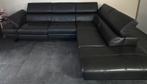 Canapé d’angle design cuir noir – Confort premium avec relax, Enlèvement, Comme neuf, Cuir