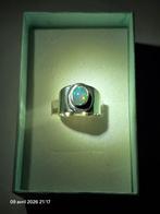Bague chevalière en argent massif 925 avec opale naturelle, Bijoux, Sacs & Beauté, Neuf, Femme ou Homme, Enlèvement, Avec pierre précieuse