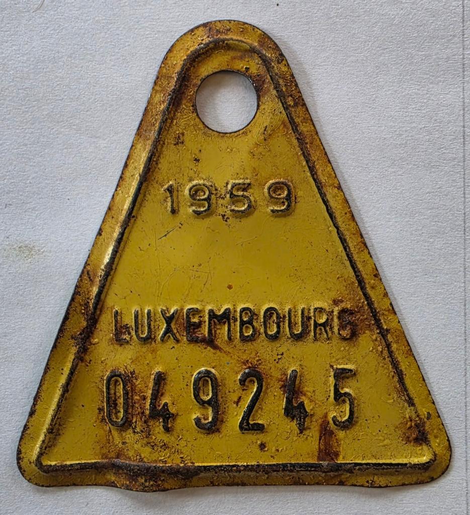Plaque d'immatriculation de vélo belge Luxembourg année 1959, Ophalen of Verzenden, Gebruikt, Overige typen
