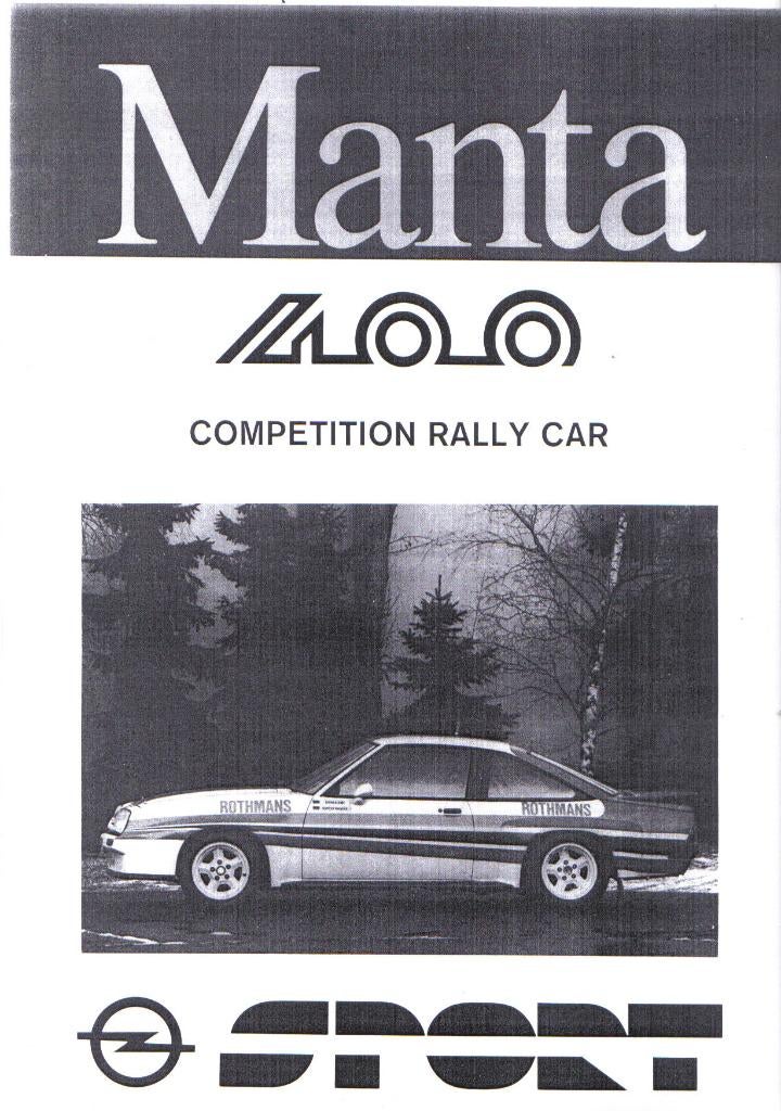Brochure Folder Opel Manta 400 Competition Rally Car, Verzenden, Zo goed als nieuw, Opel