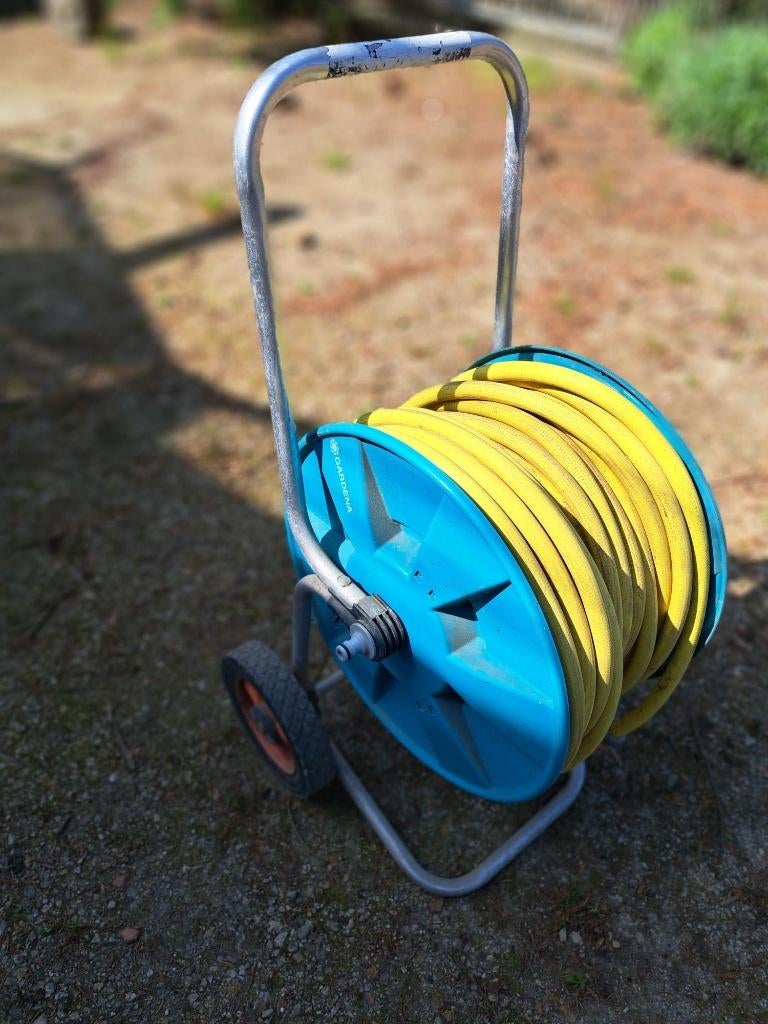 Tuinslang op haspel, Jardin & Terrasse, Tuyaux d'arrosage, Enlèvement, Utilisé, Tuyau d'arrosage