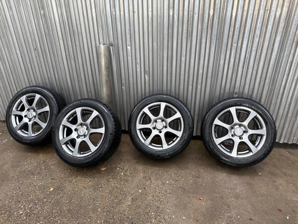 Velge met bande  205/55R16 m+s 4 stuks, Gebruikt, 16 inch, Banden en Velgen, 205 mm