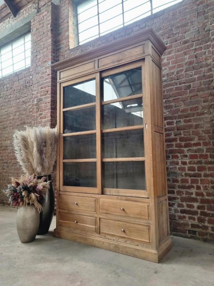 Eiken buffetkast/vitrinekast GRATIS LEVERING, Huis en Inrichting, Kasten | Vitrinekasten, Zo goed als nieuw, 200 cm of meer, 150 tot 200 cm