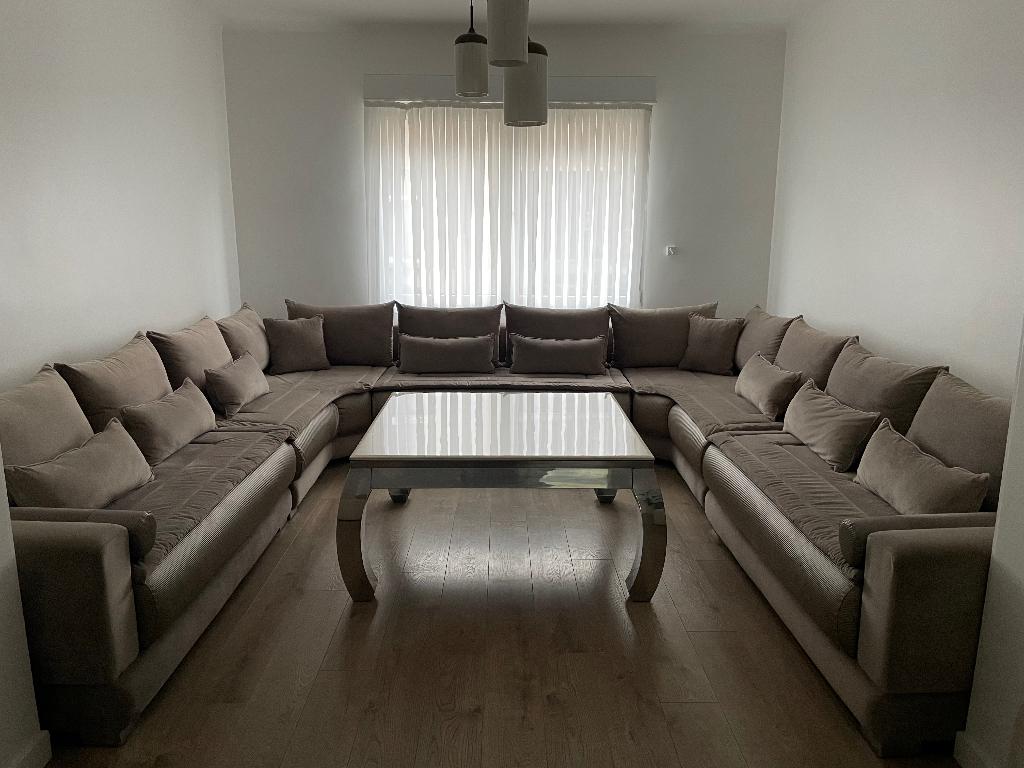 Moderne taupe zetel met marokkaanse details, Ophalen, Gebruikt, Overige maten, Modern met marokkaanse details