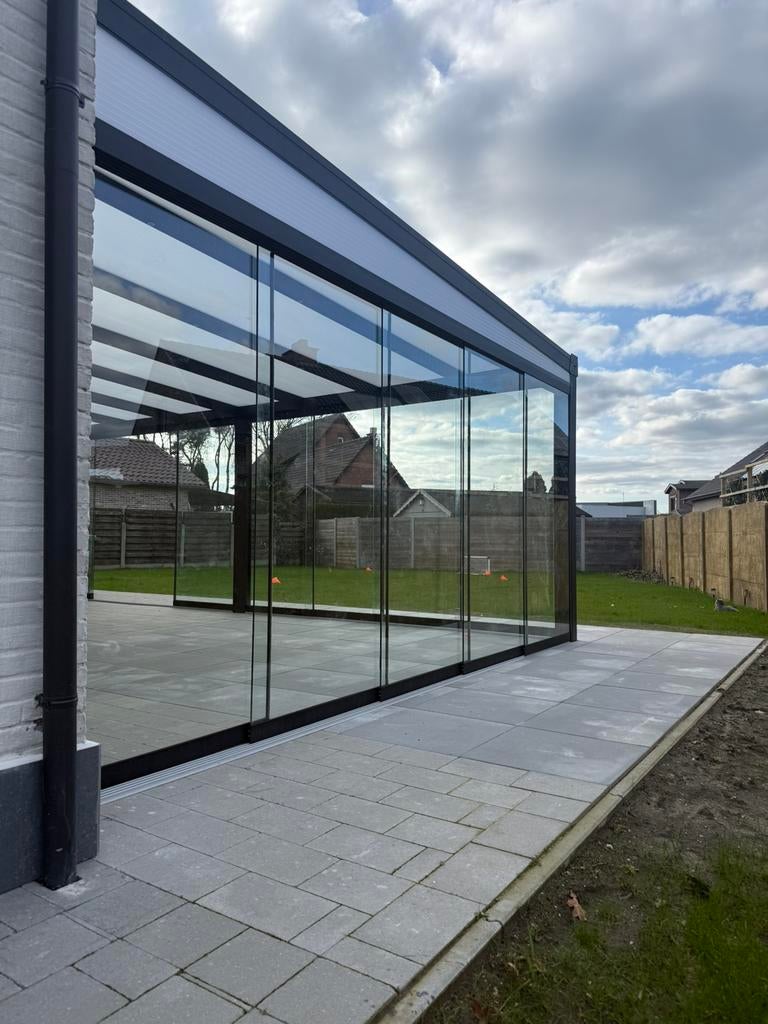 GLAZENSCHUIFWANDEN, Tuin en Terras, Overkappingen, Zo goed als nieuw, Ophalen