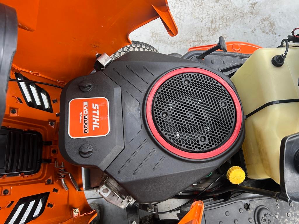 Stihl rt6127 zl tractor grasmaaier, Ophalen of Verzenden, Gebruikt, Opvangbak, 120 cm of meer