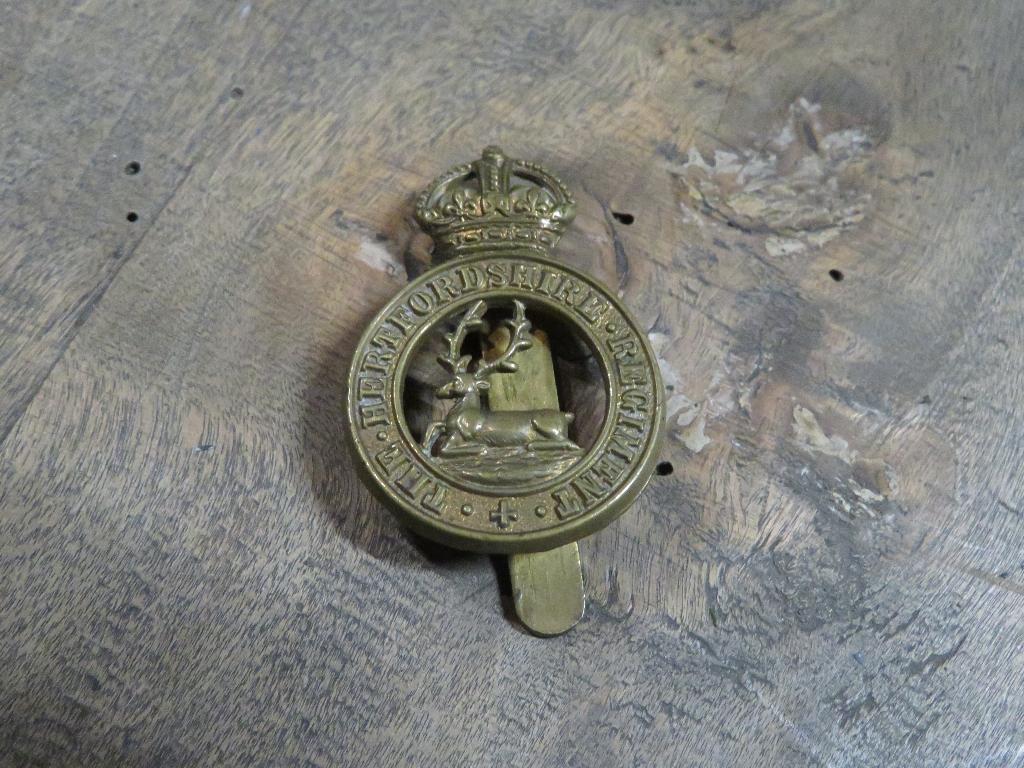 Brits Hertfordshire Regiment Cap Badge, Ophalen, Landmacht, Embleem of Badge
