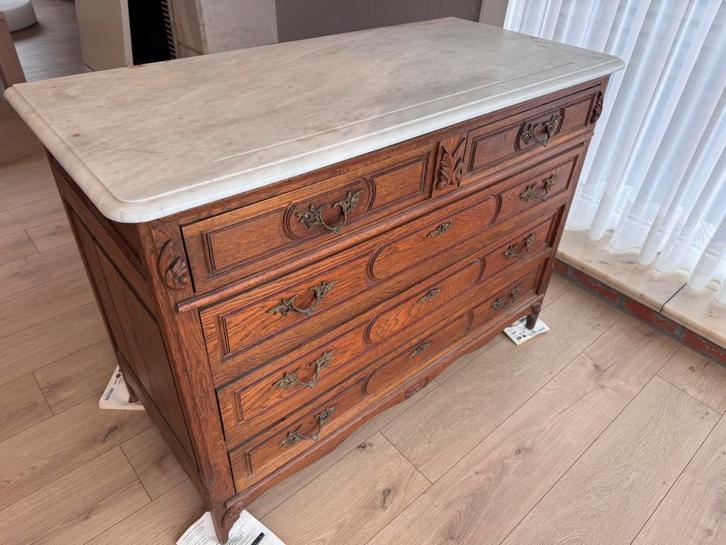 Antieke ladenkast met marmeren blad, Huis en Inrichting, Kasten | Dressoirs, Gebruikt, 100 tot 150 cm, 50 tot 75 cm, Met lade(s)