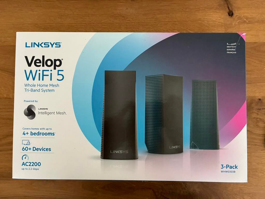 Linksys Velop AC2200 WiFi 5 Zwart 3-pack, Ophalen of Verzenden, Zo goed als nieuw