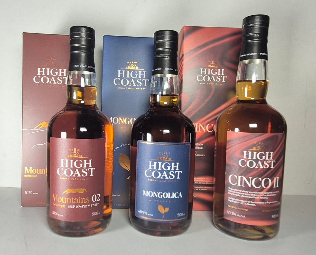 High Coast Whisky Collection – 3 Limited Zweedse bottelingen, Collections, Vins, Enlèvement ou Envoi