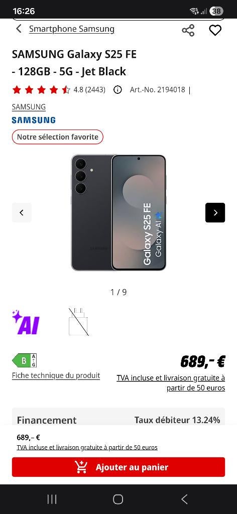 Samsung s25 FE 5G 128GB jetblack, Télécoms, Téléphonie mobile | Samsung, Neuf, Autres modèles, Enlèvement, Sans abonnement