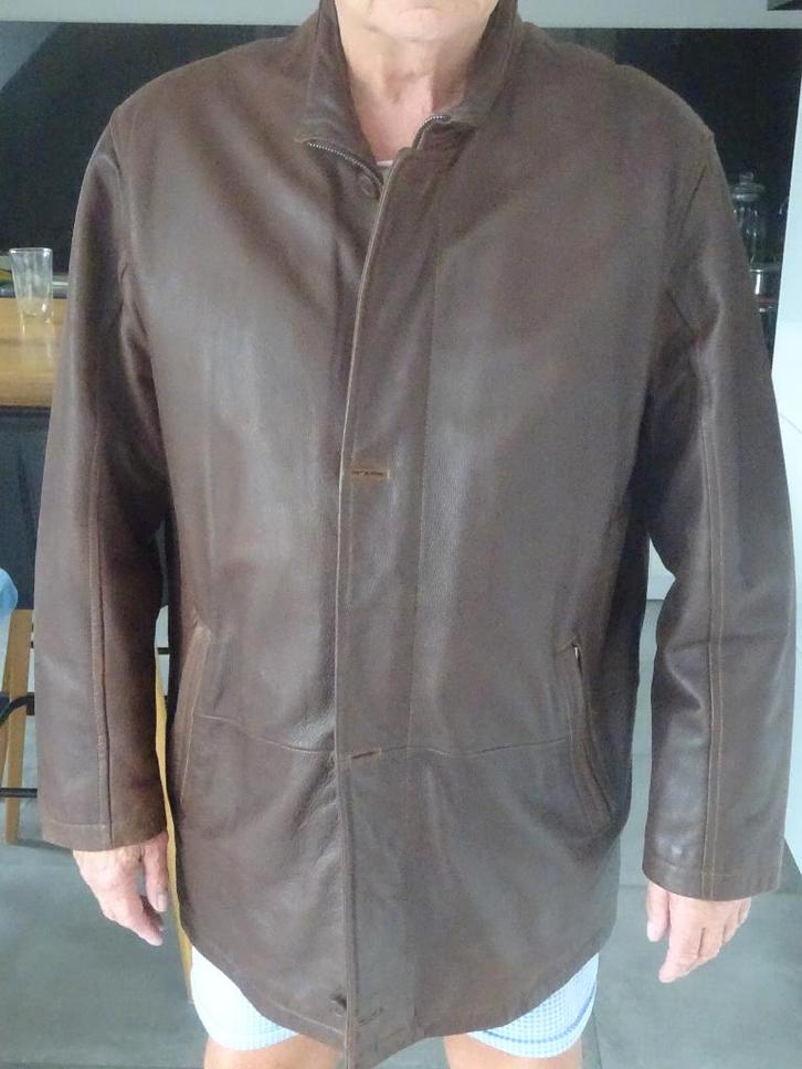lederen jas heren maat 54 bruin, Kleding | Heren, Jassen | Winter, Zo goed als nieuw, Maat 52/54 (L), Bruin, Ophalen