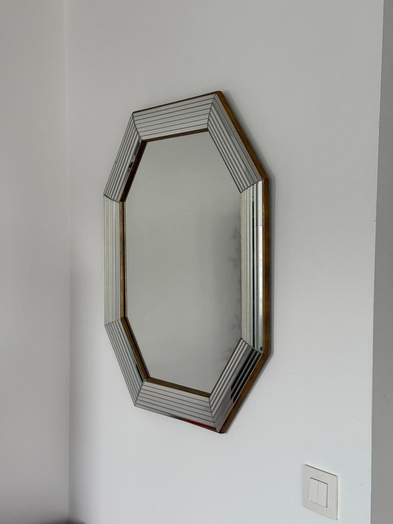 Miroir vintage octogonal verre biseauté & détails graphiques, Maison & Meubles, Accessoires pour la Maison | Miroirs, Utilisé