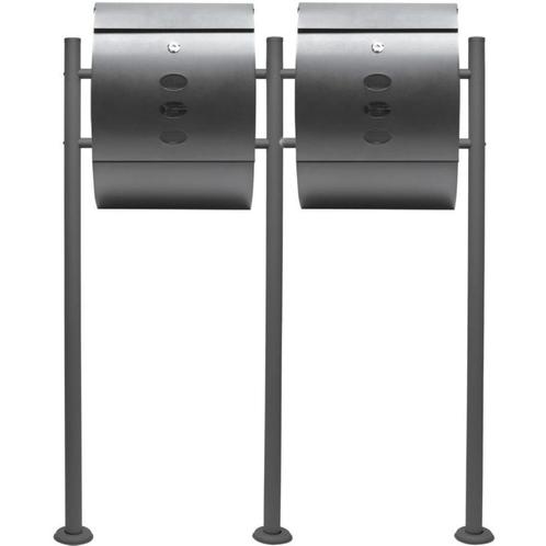 Dubbele brievenbus model 18 | Met statief | Antraciet, Tuin en Terras, Brievenbussen, Nieuw, Staal, Ophalen of Verzenden