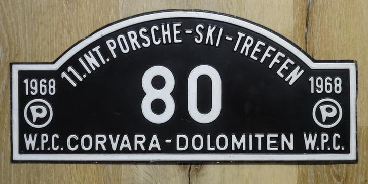 Originele metalen Porsche rally plaat Ski Treffen 1968, Verzamelen, Automerken, Motoren en Formule 1, Gebruikt, Auto's, Ophalen of Verzenden