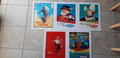 SABENA  SOUVENIERS lot van 5 iconische affiches op canvas, Antiek en Kunst, Curiosa en Brocante, Ophalen of Verzenden