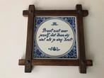 Tegelspreuk spreuk op tegel keramiek delfts blauw in lijst, Antiek en Kunst, Ophalen of Verzenden