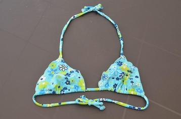 Bikinitopje met bloemen blauw 4 jaar
