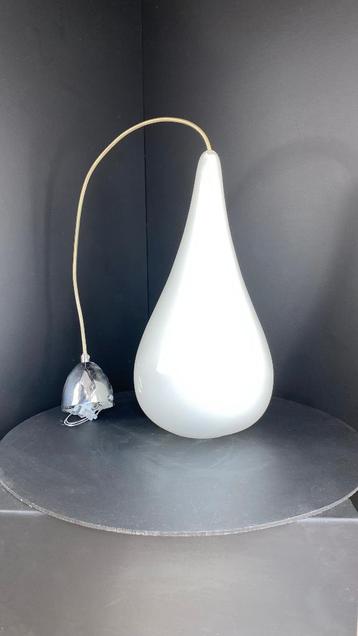 Drop druppel hanglamp luster in wit glas, Moins de 50 cm, Comme neuf, Enlèvement, Modern