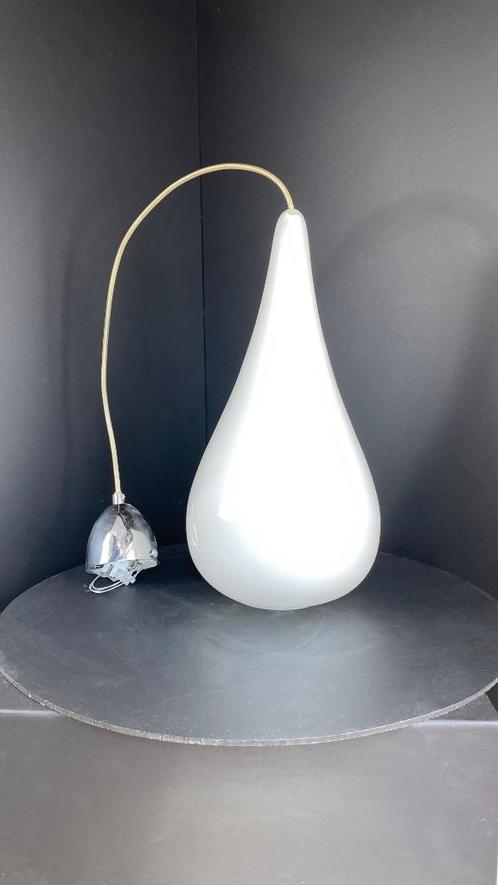 Drop druppel hanglamp luster in wit glas, Huis en Inrichting, Lampen | Hanglampen, Zo goed als nieuw, Minder dan 50 cm, Glas, Metaal