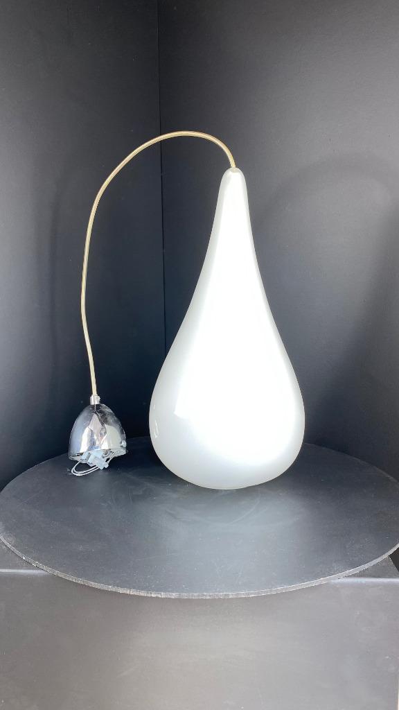 Drop druppel hanglamp luster in wit glas, Huis en Inrichting, Lampen | Hanglampen, Zo goed als nieuw, Minder dan 50 cm, Glas, Metaal