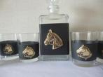 Set met 6 mooie whisky glazen + karaf (motief: paard), Comme neuf, Enlèvement ou Envoi