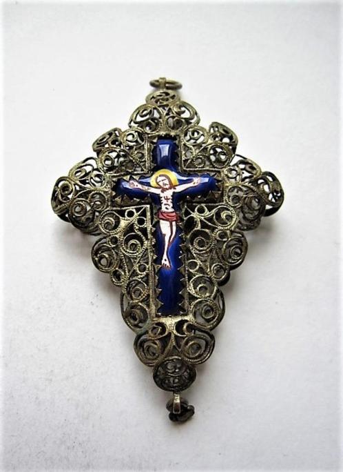 Filigraan zilveren kruis voor antieke rozenkrans (8042-104), Antiek en Kunst, Antiek | Religieuze voorwerpen, Ophalen