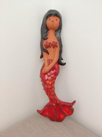 Vintage zeemeermin keramiek, wanddecoratie, wandplaquette  beschikbaar voor biedingen