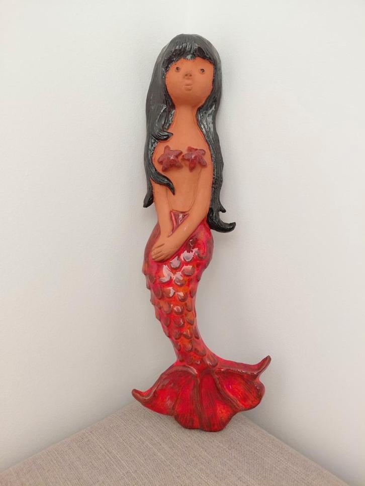 Vintage zeemeermin keramiek, wanddecoratie, wandplaquette, Antiek en Kunst, Antiek | Keramiek en Aardewerk, Ophalen of Verzenden