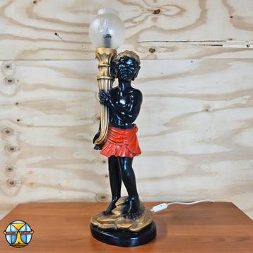 Vintage Blackamoor gipsen tafel lamp / vintage moor lamp beschikbaar voor biedingen