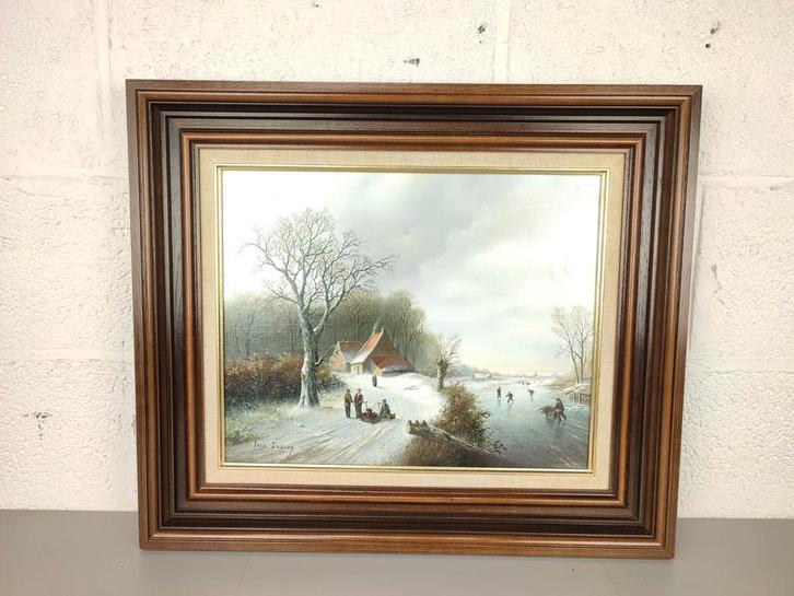 Jacques Douven - winterlandschap, Antiek en Kunst, Kunst | Schilderijen | Klassiek, Ophalen of Verzenden