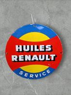 Emaille bord, bordje Huiles Renault Service 🚨, Utilisé, Enlèvement ou Envoi, Panneau publicitaire