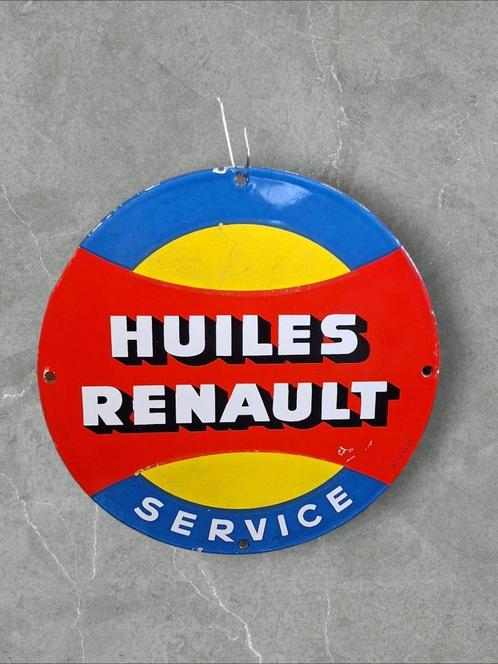 Emaille bord, bordje Huiles Renault Service 🚨, Collections, Marques & Objets publicitaires, Utilisé, Panneau publicitaire, Enlèvement ou Envoi