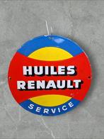 Emaille bord, bordje Huiles Renault Service 🚨, Reclamebord, Gebruikt, Ophalen of Verzenden