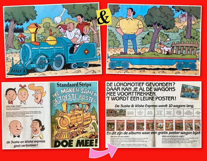 ♦️S&W🗯️ 2 Trein Posters + folder 🚂🚃, Verzamelen, Stripfiguren, Gebruikt, Plaatje, Poster of Sticker, Suske en Wiske, Ophalen of Verzenden