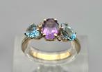 Vintage ring edelsteen topaas, amethist en diamant. 2025/480, Overige kleuren, Ophalen of Verzenden, Zo goed als nieuw, 17 tot 18