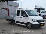 MAN TGE 3.180 Open Laadbak Dubbel Cabine met Kraan Fassi 3,5, Auto's, Bestelwagens en Lichte vracht, Gebruikt, Euro 6, MAN, Wit