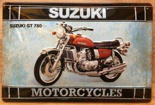 Reclamebord van Suzuki GT750 Motorcycles in reliëf -30x20 cm, Collections, Marques & Objets publicitaires, Neuf, Panneau publicitaire