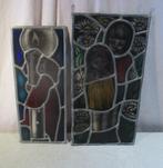 2x antiek Glas in Lood - 39x16 en 43x21, Antiek en Kunst, Antiek | Glaswerk en Kristal, Ophalen of Verzenden
