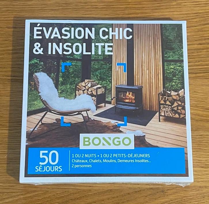 Coffret Bongo « Évasion chic et insolite » neuf, Tickets & Billets, Chèques Hôtel & Bons pour Hôtel, Deux personnes, 2 nuitées