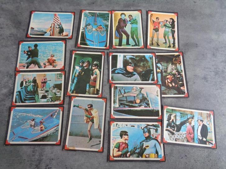 BATMAN kaarten jaren 60 Topps 14x Adam West en Burt Ward div, Hobby en Vrije tijd, Stickers en Plaatjes, Verzenden