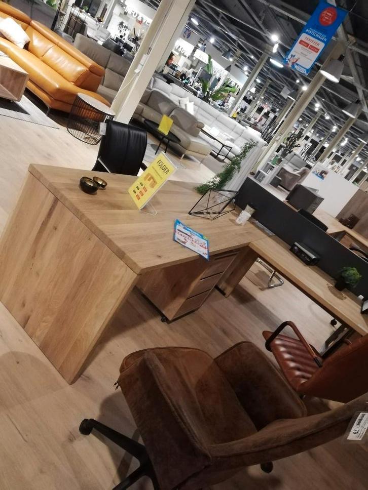 Eiken hoekbureau Yoda 200x180, Maison & Meubles, Bureaux, Utilisé, Bureau, Enlèvement ou Envoi