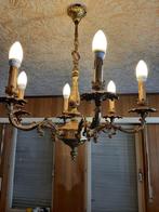 Mooi antieke zware bronzen luster met kaarslampen, Huis en Inrichting, Lampen | Kroonluchters, Kroon, Gebruikt, Metaal, Ophalen
