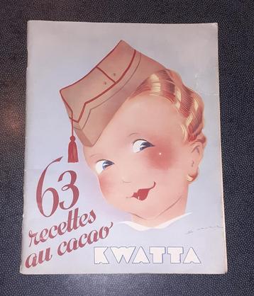 Notitieboek met 63 cacaorecepten. Promo van Kwatta. Jaren 30 beschikbaar voor biedingen