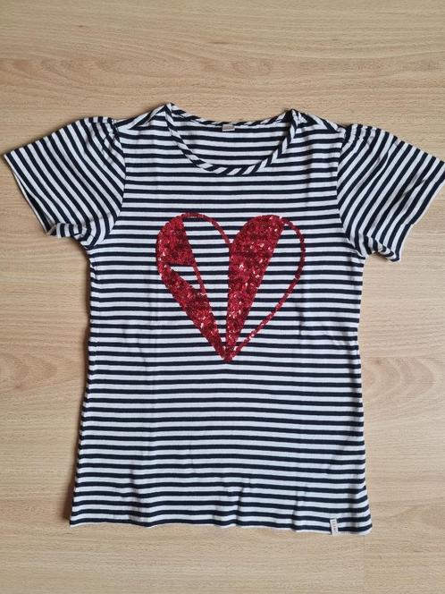 Gestreept T-shirt met hart - Esprit - maat 140-146, Kinderen en Baby's, Kinderkleding | Maat 146, Gebruikt, Meisje, Shirt of Longsleeve
