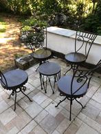 7 smeedijzeren stoelen 3 smeedijzeren tafels, Ophalen, Overige materialen, Gebruikt, Loungeset