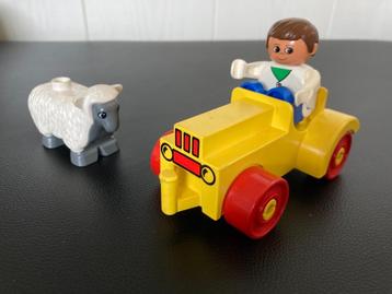 Duplo tractor, met boer en schaap ( vintage ), Envoi, Utilisé, Briques en vrac, Duplo