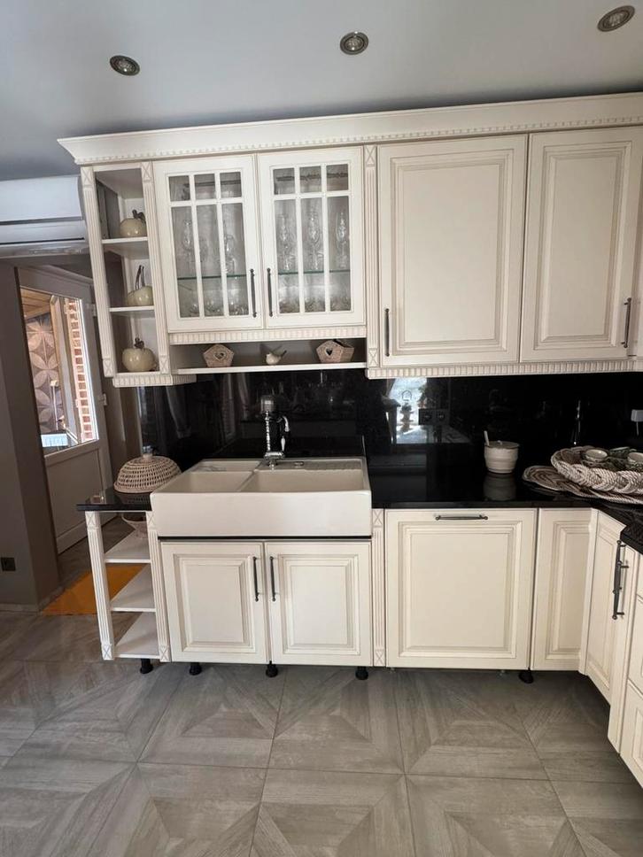 Cuisine équipée ixina, Huis en Inrichting, Keuken | Complete keukens, Zo goed als nieuw, Hoekkeuken, Crème, Graniet of Steen, Met kookeiland