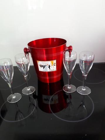 Seau à glace à champagne Maxim De Parijs et 4 verres, Enlèvement ou Envoi, Comme neuf