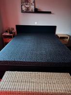 Boxspring - 160x200 cm - antraciet - stof, Comme neuf, Enlèvement, 200 cm, Deux personnes